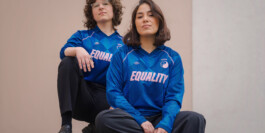 Miriam Sinno and Nina Potzel in blue Fan for Female jerseys with EQUALITY print 